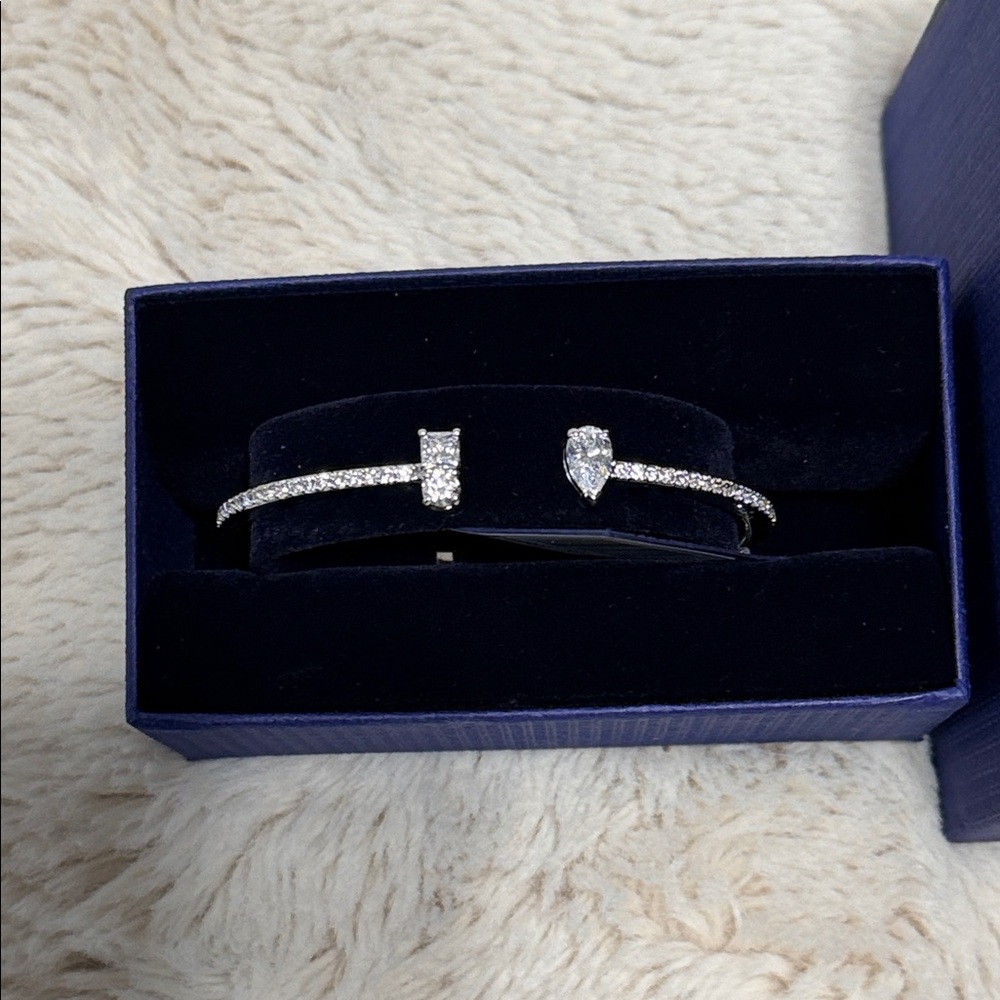 Swarovski Silver and Crystal Open Cuff Bracelet - Picture 2 of 4